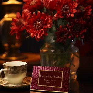 Professional Burgundy Faux Crocodile Custom  Business Card
