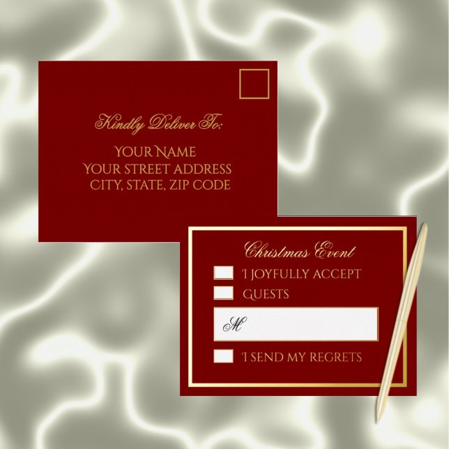 Professional Burgundy Foil Holiday Response Card (Creator Uploaded)