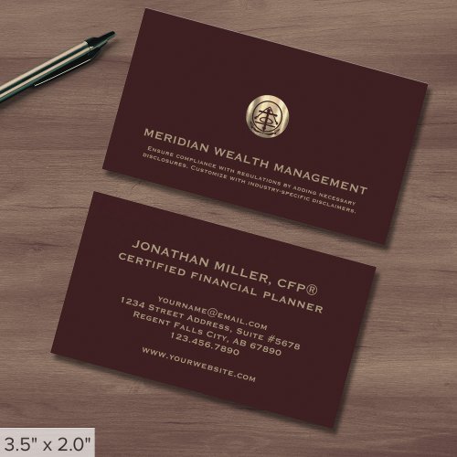 Professional Burgundy Gold Business Card