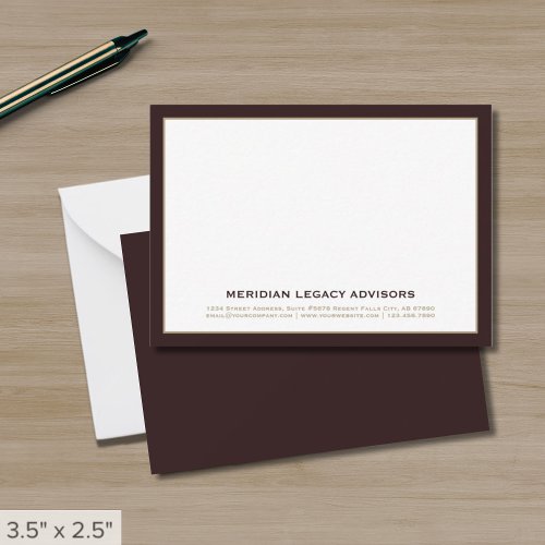 Professional Burgundy Gold Note Card