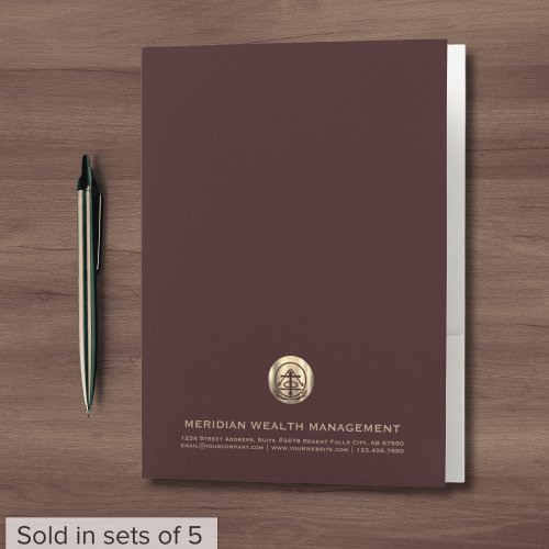 Professional Burgundy Gold Seal Logo Pocket Folder