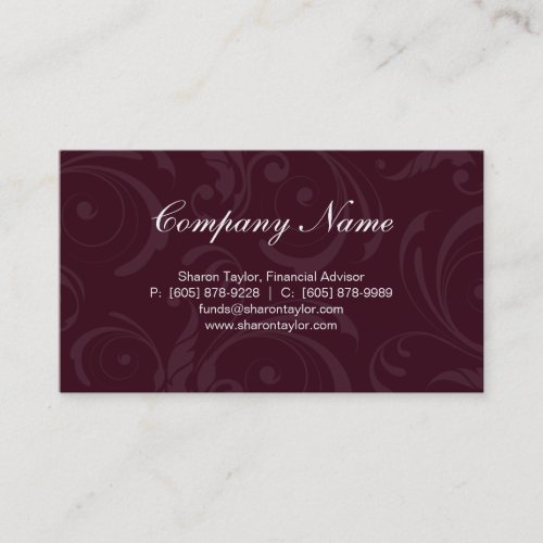 Professional Burgundy  Gray Business Card Swirls