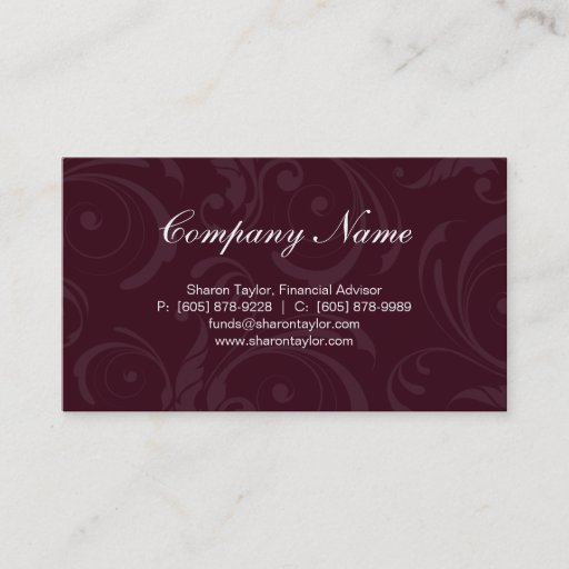 Customizable Professional Burgundy &amp; Gray Business Card Swirls