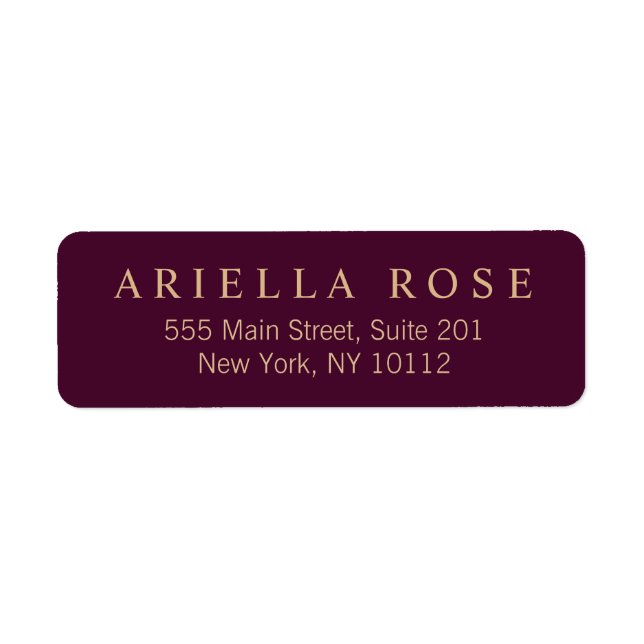 Professional Burgundy Modern Elegant  Label (Front)