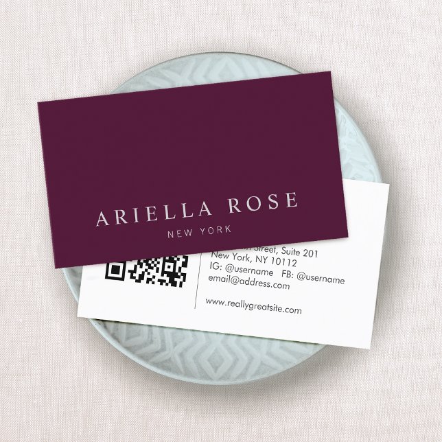 Professional Burgundy, Modern Elegant Wine Color  Business Card (Creator Uploaded)