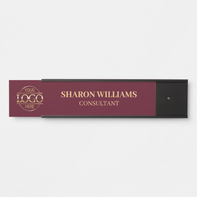 Professional Burgundy Red Custom Business Logo Door Sign (Front)
