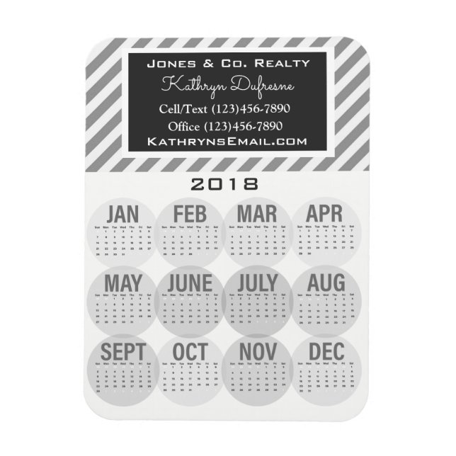 Professional Business 2018 Calendar Gray Magnet (Vertical)
