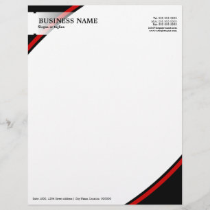 Professional Business Black Red Letterhead