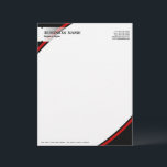 Professional Business Black Red Letterhead<br><div class="desc">© 2011 Socialite Designs. Professional letterhead with black and red colors. Customize with your business or personal information.  Need HELP with customization?  Please do not hesitate to contact Socialite Designs with your requirements.</div>