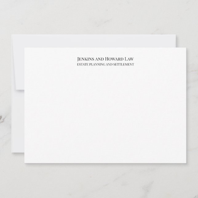 Professional Business Black White Note Card (Front)