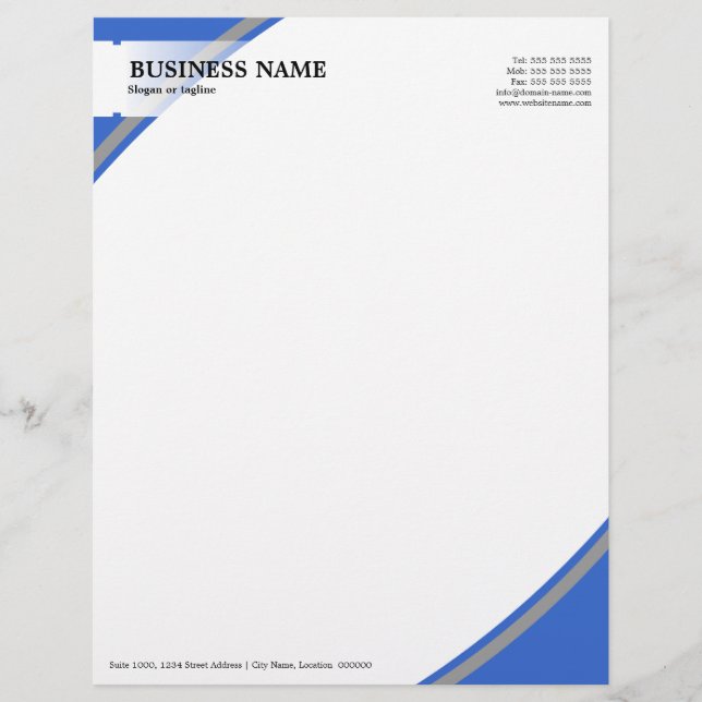 Professional Business Blue Grey Letterhead (Front)
