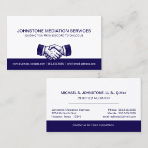 Professional Business Blue White Handshake Card