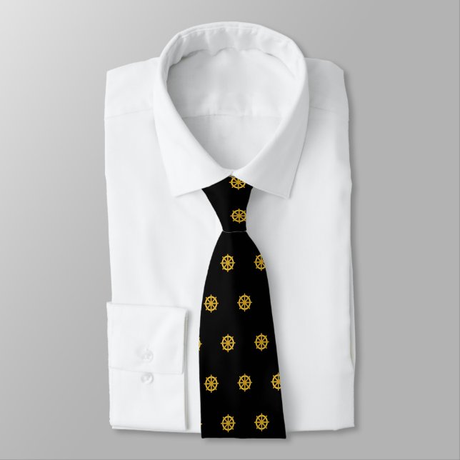 Professional Business Captain Pattern Black Neck Tie (Tied)