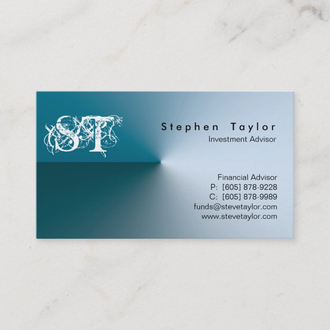Professional Business Card Blue Plain Accounting (Front)