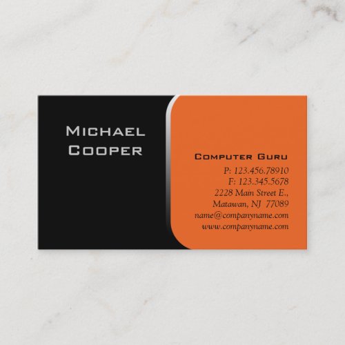 Professional Business Card Computer Orange