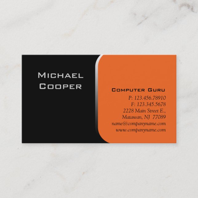 Professional Business Card Computer Orange (Front)