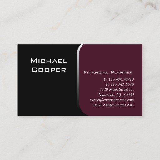 Customizable Professional Business Card Financial Planner