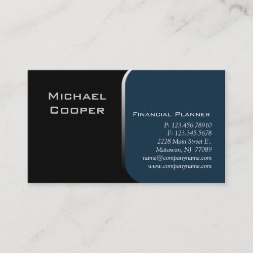 Professional Business Card Financial Planner Blue