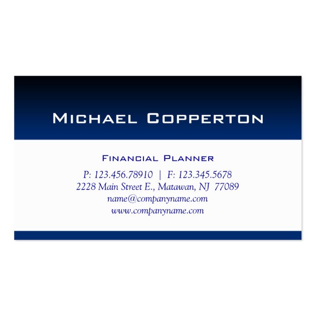 Professional Business Card Financial Planner Blue