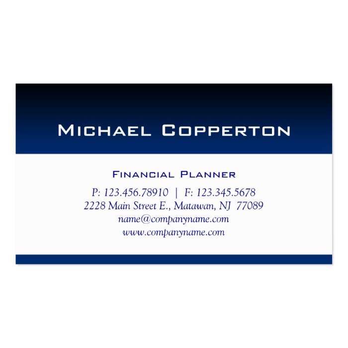Professional Business Card Financial Planner Blue