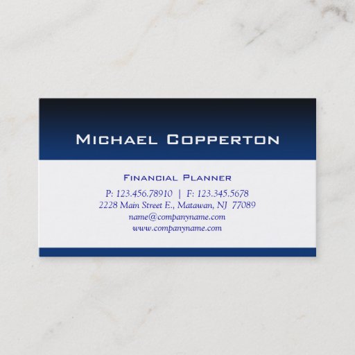 Customizable Professional Business Card Financial Planner Blue