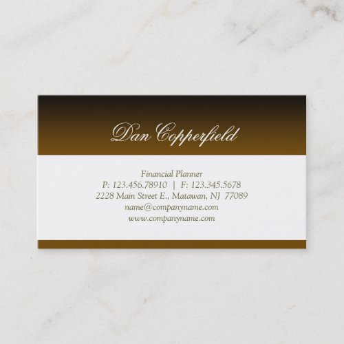 Professional Business Card Financial Planner Gold