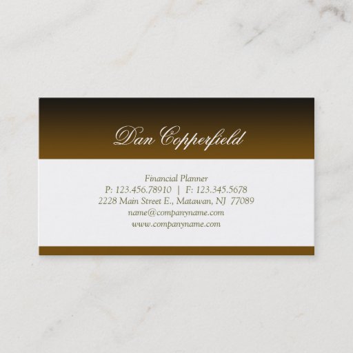 Customizable Professional Business Card Financial Planner Gold