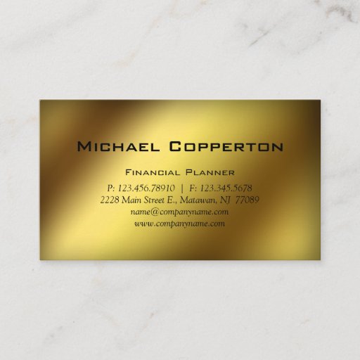 Customizable Professional Business Card Financial Planner Gold