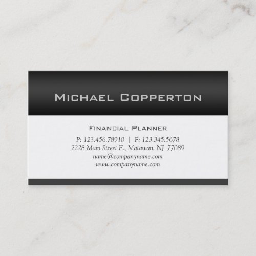 Professional Business Card Financial Planner Gray