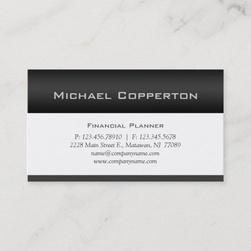 Customizable Professional Business Card Financial Planner Gray
