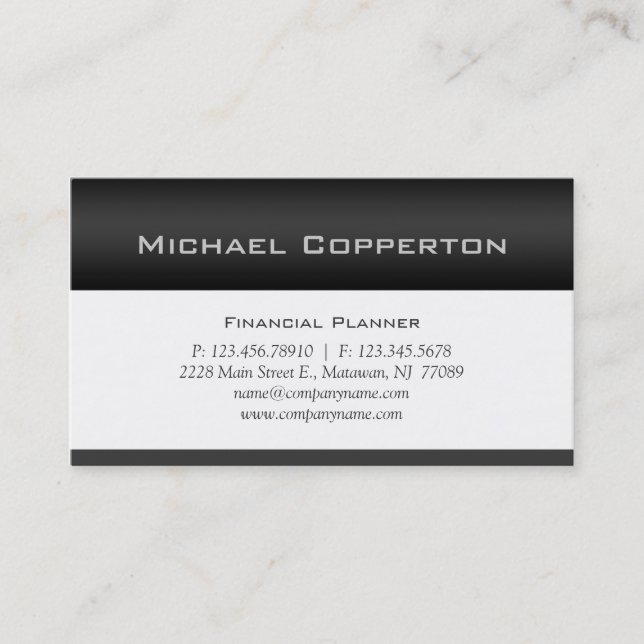 Professional Business Card Financial Planner Gray (Front)
