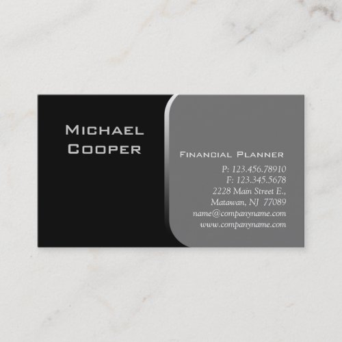 Professional Business Card Financial Planner Gray