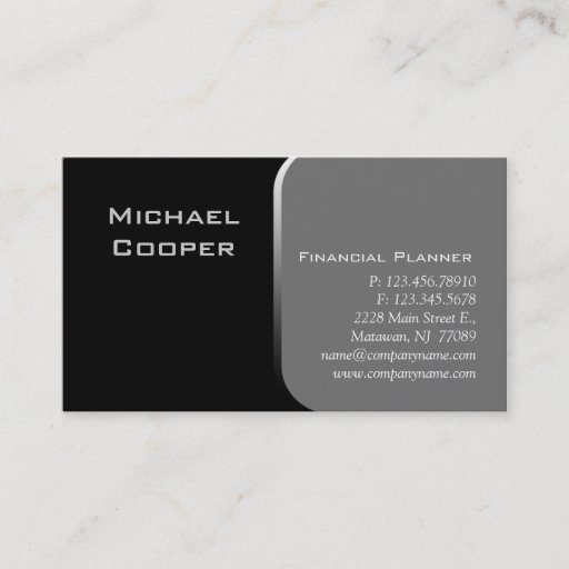 Customizable Professional Business Card Financial Planner Gray