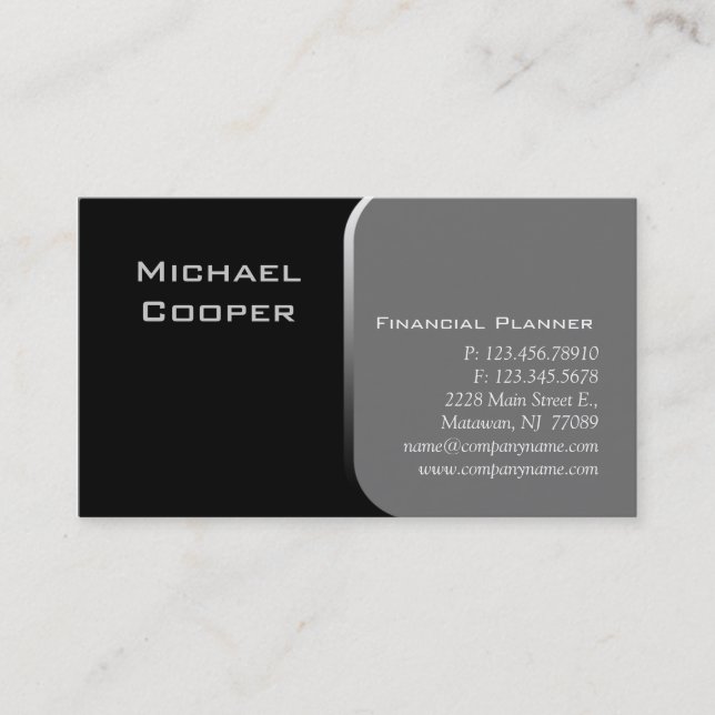 Professional Business Card Financial Planner Gray (Front)