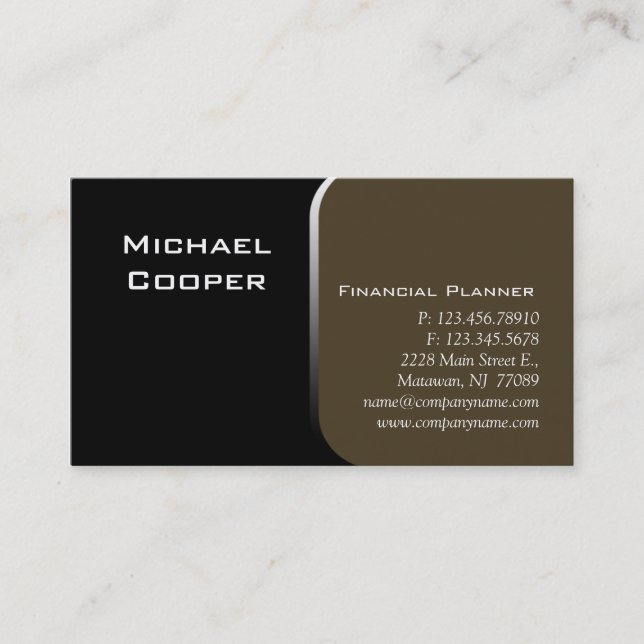 Professional Business Card Financial Planner Green (Front)