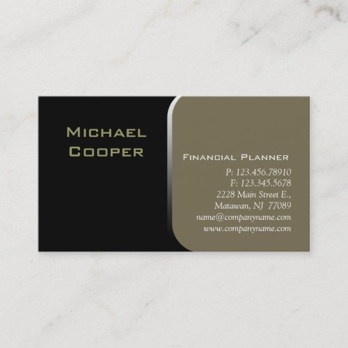 Professional Business Card Financial Planner Khaki