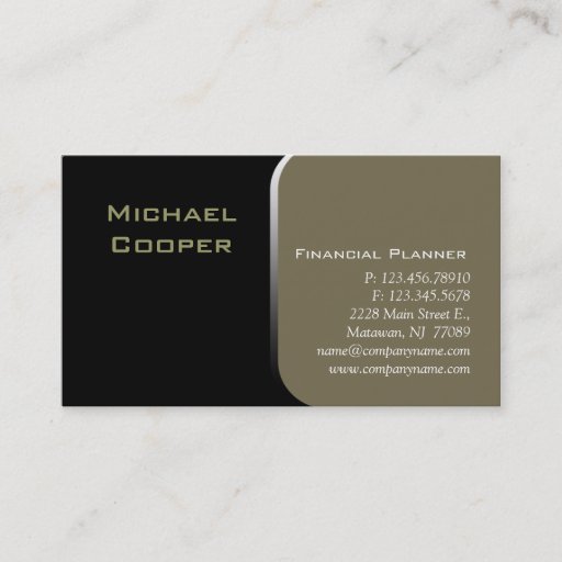 Customizable Professional Business Card Financial Planner Khaki