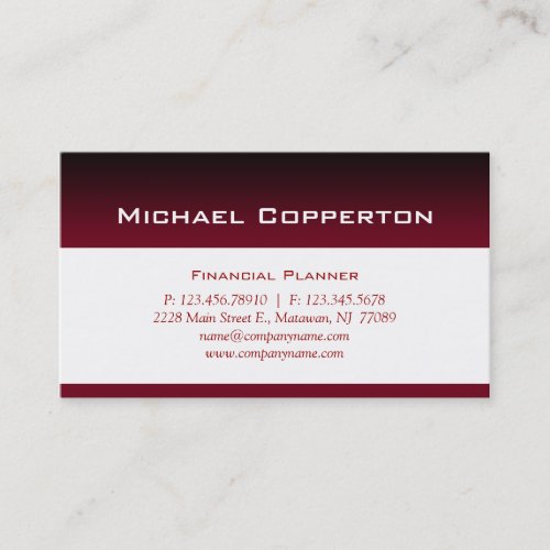 Professional Business Card Financial Planner Red