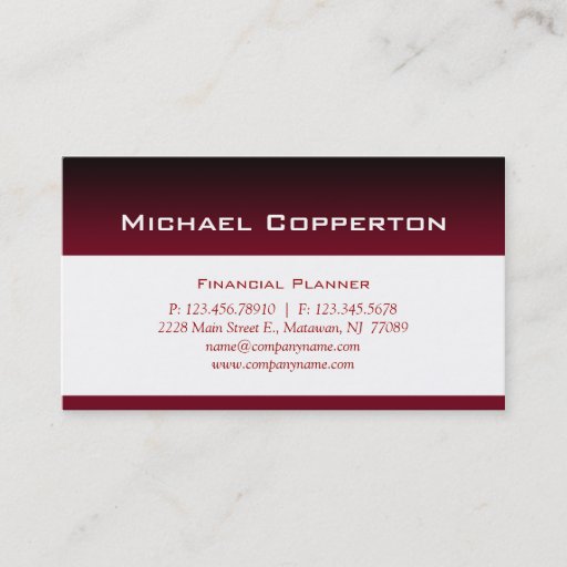 Customizable Professional Business Card Financial Planner Red