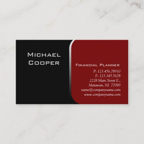 Professional Business Card Financial Planner Red 2