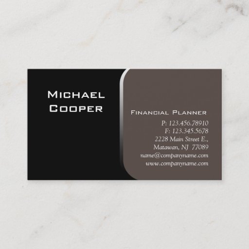 Customizable Professional Business Card Financial Planner Taupe