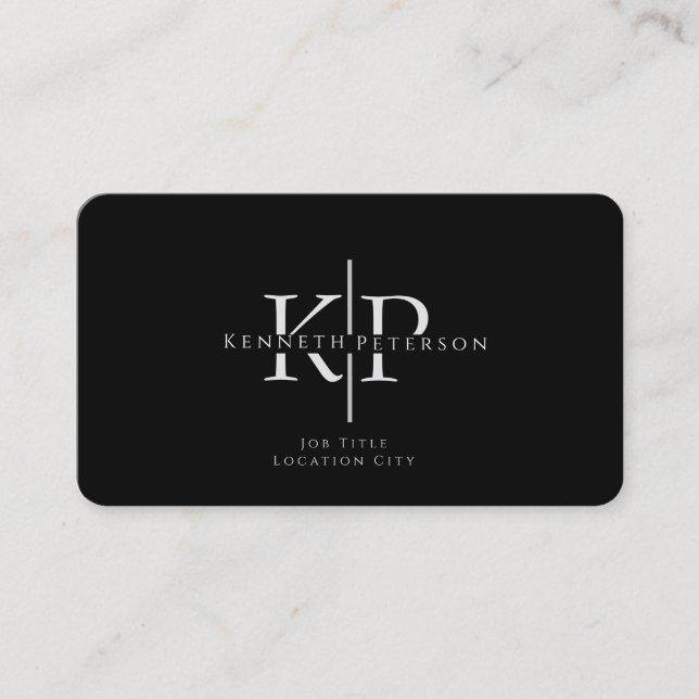 Professional Business Card Monogram Initials (Front)