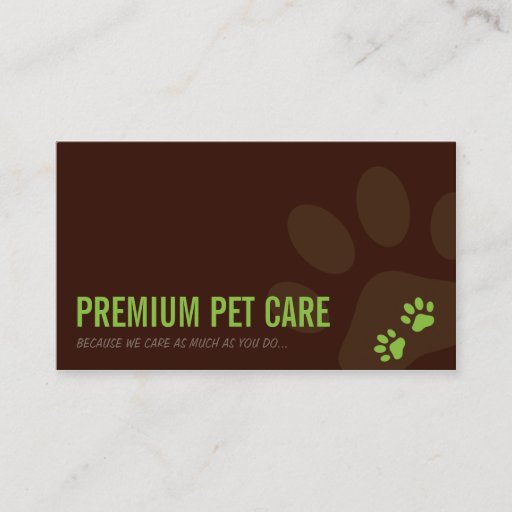 Customizable PROFESSIONAL BUSINESS CARD pet care lime green