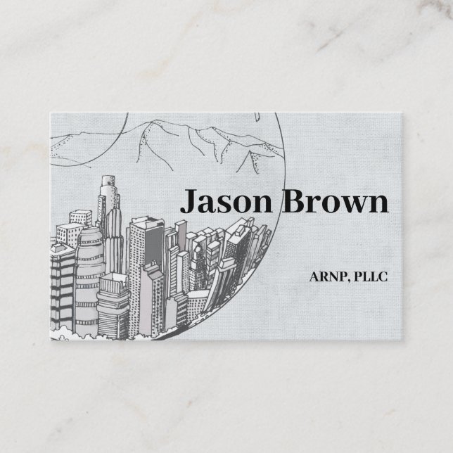 Professional Business Card Template Blue Linen (Front)