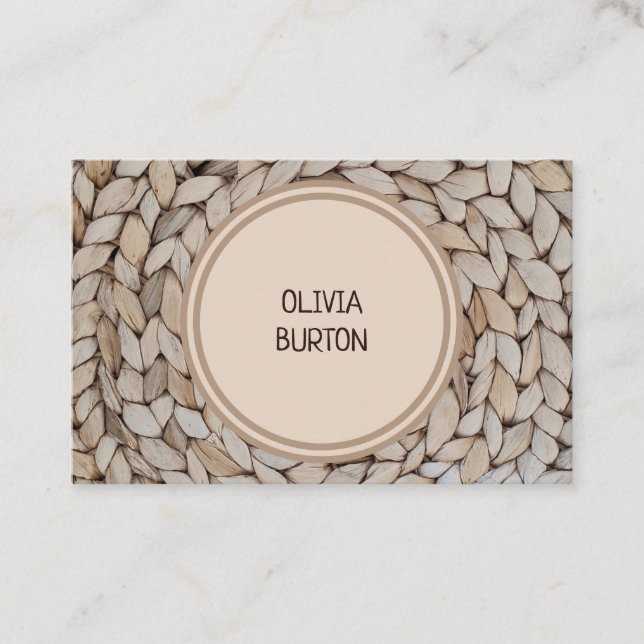 Professional business card with rattan texture. (Front)