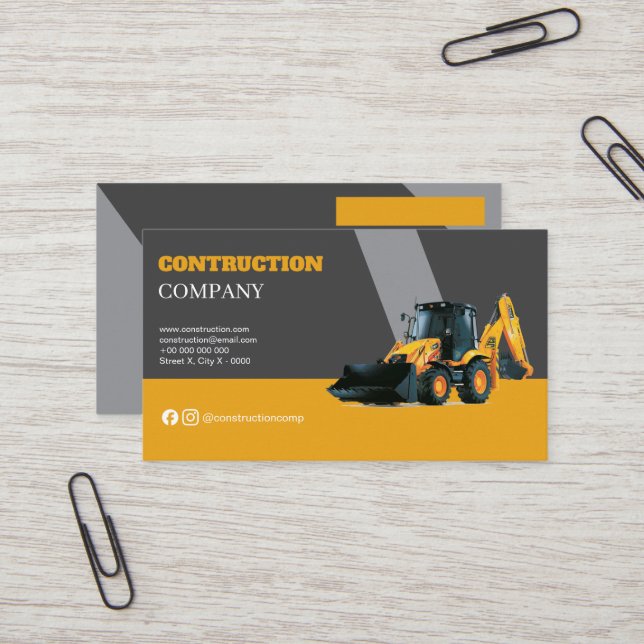 Professional Business Cards for Construction Compa (Front/Back In Situ)