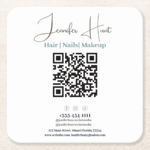 professional business cards with QR code  Square Paper Coaster