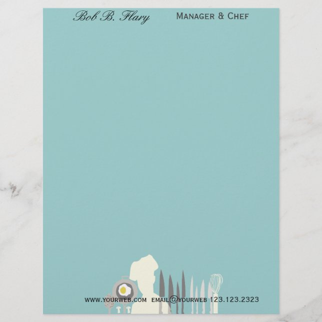 Professional Business Chef with Hat Kitchen Letterhead (Front)