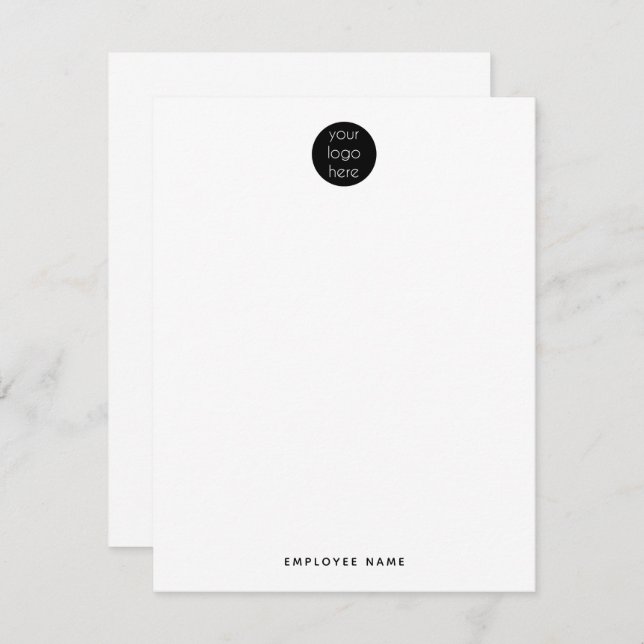Professional Business Company Logo Employee Note Card (Front/Back)