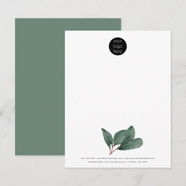 Professional Business Company Logo Eucalyptus  Note Card (Front/Back)